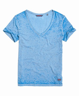 Superdry Burnout Vee Női Pólók Kék | PCSXG0593